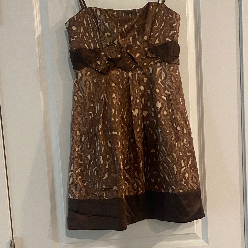 BCBG Leopard Print Strapless Dress